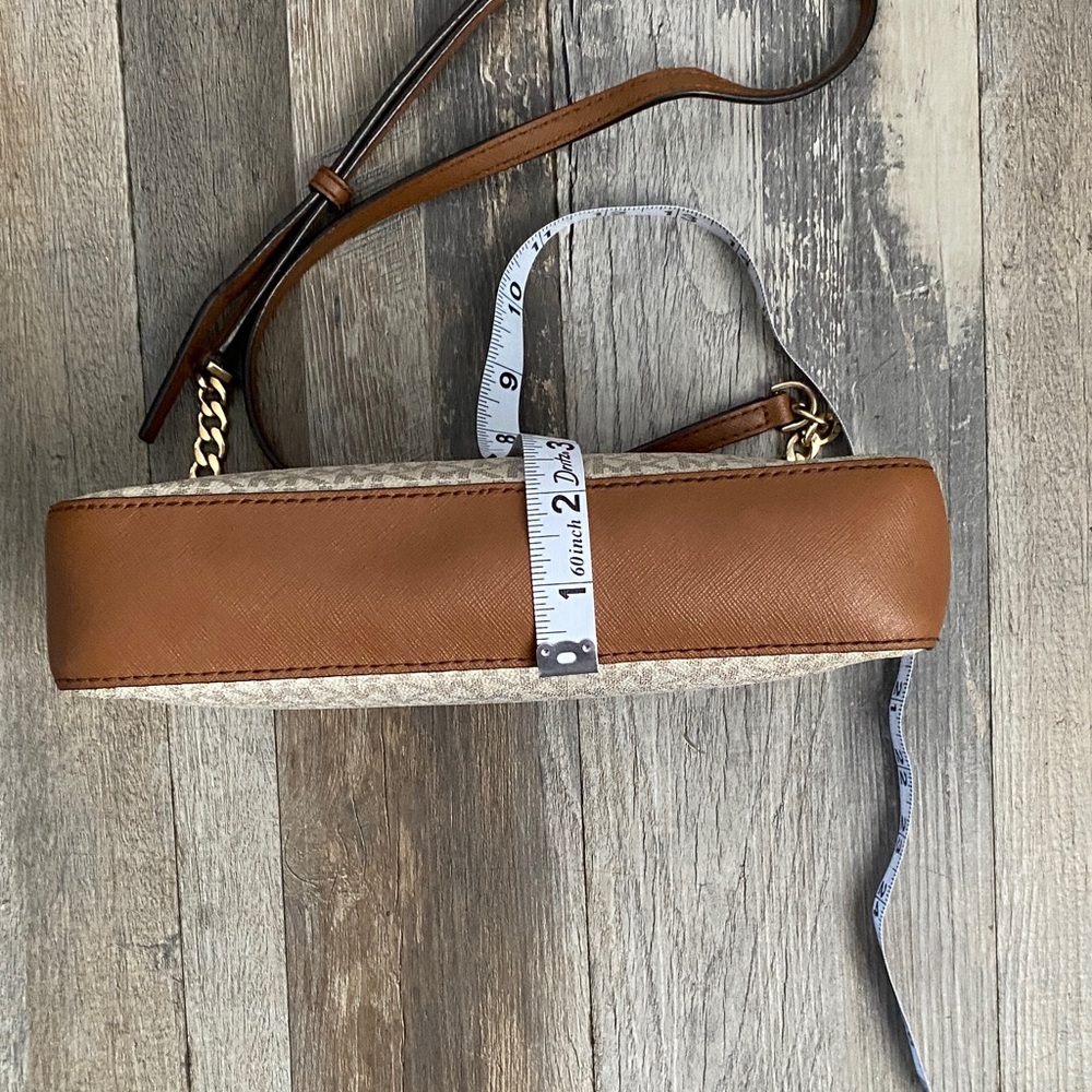 Michael Kors Tan and Cream Logo Crossbody Bag - Picture 9 of 16